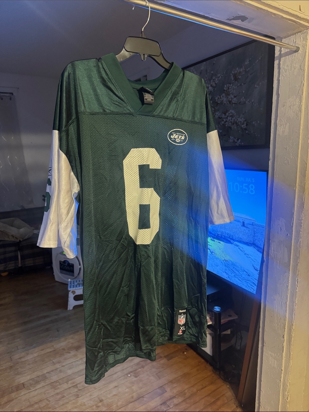 Reebok Green and White NFL #6 Jersey